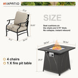 MIXPATIO 5-Piece Metal Patio Conversation Set, 28-Inch Fire Pit Table