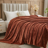 NEWCOSPLAY Super Soft King Blanket Coffee Premium Silky Flannel Fleece Leaves Pattern Lightweight Bed Blanket All Season Use (Coffee, King(90"x110"))