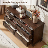 SAVOR LIFE Farmhouse 7 Drawer Dresser for Bedroom, 54” Wood Dresser for Closet, Large Rustic Wooden Dressers, Chest of Drawers for Bedroom, Hallway, Entryway, Walnut