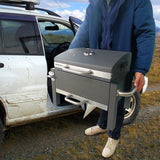BBQCuker Portable Charcoal Grill with Warming Rack, Tabletop Charcoal Grill, Small BBQ Grill with Thermometer(100-800°F), Outdoor Charcoal Smoker for Camping, Picnic, Hiking, Beach and Travel