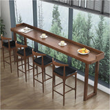 Modern Farmhouse Solid Wood Bar Table, 70.8" Long Narrow Counter Height Dining Table with Raised Edge, Space-Saving Rectangular High Table for Kitchen, Coffee Bar, or Window Area (Stools Not Included)