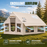 Inflatable Tent for Camping 8-12 Person, 4 Season Family Glamping Tent