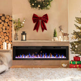 VENDROZ 72 Inch Electric Fireplace, Ultra-Thin Fire Places Electric Fireplace Inserts Recessed and Wall Mounted with Remote Control, 750W/1500W Fireplace Electric Heater with Timer, Multi-Flame