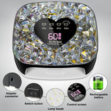 LIMEGIRL UV LED Nail Lamp Kit for Gel Polish Professional Fast Black Diamond Design Curing Dryer Light Set with 4 Timers and Gloves Cordless Rechargeable Nail Art Cure Machine at Home and Salon