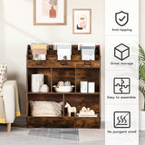 Kids Bookshelf, Toy Storage Organizer, Bookshelf for Kids, 5 Compartments and 3-Layer Shelves, Bookcase Footboard