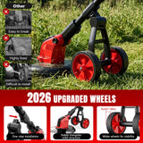 6000mAh Electric Weed Eater Battery Powered,12″ Brushless Electric Weed Wacker Cordless Wheeled String Trimmer,4 in 1 Grass Trimmer/Brush Cutter/Grass Edger/Weed Trimmer 5 Blade, 2 Battery (Red)