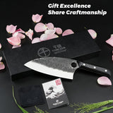 KDNKEEN Cleaver Knife – X50Cr15MoV Steel Cooking Butcher Knife for Meat & Vegetables Chopping, 7 Inch Kitchen Knife, Kitchen Gift for Men & Women