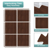 Sorbus 96 Sq. Ft. Wood Grain Floor Tiles Foam Mat EVA Interlocking Mats Tile 3/8-Inch Thick Flooring Wood Puzzle Exercise Mats w/Borders - Home Playroom Basement, Apartment, Trade Show, Baby, Dance