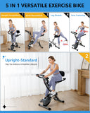LINBOLUSA Indoor Exercise Bike for Seniors, 5 IN 1 Foldable Stationary Bike with 16-Level Magnetic Resistance and Tri-Position Ride, 330LBS Capacity, 6.6 LBS Flywheel, for Home Workout 818 Gray LINBOLUSA