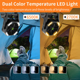 TDLOL Battery Powered Fan, 20000mAh Coldless Fan Rechargeable Fan Portable,270°Head Rotation Camping Fan with LED Light & Hook,Quiet USB Table Fan Battery Operated Fan Camping Fan for Tents Black X26