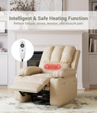 Garvee 27" Power Recliner Chair for Adults with Massage and Heat 360° Swivel Oversized Leather Recliner Chair Large Seat Width with USB Ports & Side Pockets for Living Room Bedroom Relaxation, Beige