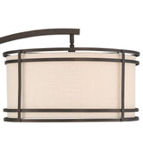 Franklin Iron Works Gentry Industrial Rustic Farmhouse Arc Floor Lamp 71 1/2" Tall Oil Rubbed Bronze 2-Light Oatmeal Fabric Drum Shade for Living Room Reading Bedroom Office House Home Decor