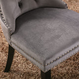 MOOLSUN Velvet Dining Chairs Set of 8, High Back Side Chairs, Modern Padded High-End Tufted Upholstered Chairs with Button-Tufted Back & Rear Pull Tabs, Solid Wood Legs E-Gray(Solid Wood Legs)