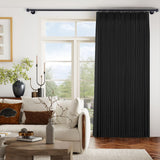 Macochico Extra Wide Natural Linen Linen Curtains Pinch Pleated for Sliding Glass Door Living Room Bedroom Light Filtering Privacy Window Treatments with Tieback, 120”Wx108”L, Black, 1 Panel