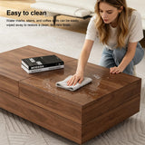 Mid-Century Modern Expandable Coffee Table (47.2"-81.8" Adjustable Centerpiece),Center Table with Large Storage for Living Room Living Rooms, Bedrooms, or Lounge Spaces,Walnut