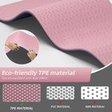 onlyhe Extra Thick 12mm TPE Exercise Yoga Mat with Strap, 1/2 Inch Non-slip Workout Mat for gymnastics, Pilates, Home, Workout, Gym Floor Fitness (Pink + Navy Blue)