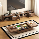 NessCarsti Mid-Century Modern Expandable TV Stand & Coffee Table Set,Walnut