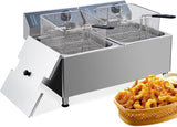 Deep fryers Commercial Deep Fryer 11 L x 2, Large Dual Tank Electric Countertop Fryer for Restaurant