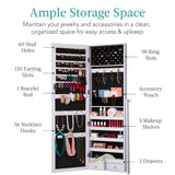 Best Choice Products Freestanding Jewelry Armoire Cabinet, Full Length Standing Mirror, Lockable Makeup Storage Organizer, w/Velvet Lining, 3 Angles, Lock, Accessory Pouch, 5 Shelves - Lavender