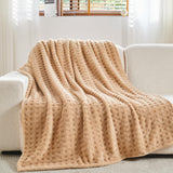 NEWCOSPLAY Super Soft King Blanket Brown Premium Silky Flannel Fleece 3D Waffle Checkered Lightweight Bed Blanket All Season Use (Brown, King(90"x110"))