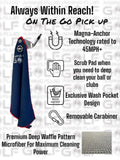 Aiming Fluid Golf Multi-Function Magnetic Golf Towel I Exclusive Wash Pocket I Magna-Anchor Technology I Scrub Pad