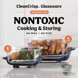 Ninja Crispi 4-in-1 Glass Air Fryer | 450°F | Non-Toxic | 4QT & 6-Cup Glass Containers w/Lids | Microwave, Freezer, Dishwasher Safe | Max Crisp, Air Fry, Bake, Recrisp | Orange Pepper | FN101OR