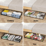 NADAMOO 5.4 in Low Profile Under Bed Storage, 36.6" Ultra Long Metal Underbed Organizer with 6 Smooth Rolling Wheels, 110 lbs Heavy Duty Foldable Under Bed Container for Shoes, Clothes, Toys, 2 Packs