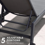 PURPLE LEAF Patio Chaise Lounge Set of 4 with Wheels, Adjustable, Grey