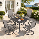 MFSTUDIO Patio Table and Chairs Set of 4, Swivel Mesh Chairs, Grey