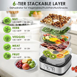 Seeutek Food Dehydrator, 5 BPA-Free Trays Food Dehydrator Machine with Adjustable Temperature Control for Beef Jerky, Fruits, Vegetables, Includes Recipe Book & 4 Reusable Storage Bags