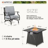 MIXPATIO 5-Piece Metal Patio Conversation Set, 28-Inch Fire Pit Table, Grey