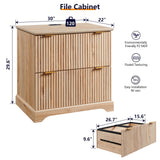 2 Drawer File Cabinet with Charging Station, 30" Fluted Lateral File Cabinet w/Files Hanging Rod for Letter