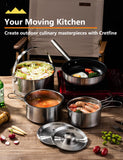Stainless Steel Camping Cookware Set for Campfire - Camping Pans with Nesting Cookware CretFine