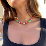AGHTLZX Colorful Beaded Necklace for Women
