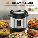 Simple Deluxe 8QT Electric Pressure Cooker, 16-in-1 & Non-Stick Stainless Steel Multi Cooker with 12 Presets for Slow Cook, Meat Stew, Steam, Sauté, Canning, Yogurt Maker, Dishwasher Safe, Silver