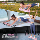 LALAHIGH Home Workout Equipment for Women, Multifunction Push Up Board, Portable Home Gym System with Resistance Bands,Ab Roller Wheel, and 20 Gym Accessories, Professional Strength Training Exercise LALAHIGH