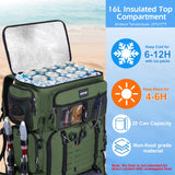 Goture Fishing Backpack with Cooler, 72L 600D Tackle Backpack Included 4 3700 Tackle Boxes, Dry & Wet Split Compartment, Large Fishing Tackle Bag with Rod Holders,Rain Cover for Travel Camping Hiking