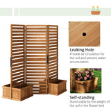 Outsunny Freestanding Outdoor Privacy Screen, 4 Self-Draining Planters/Raised Garden Beds