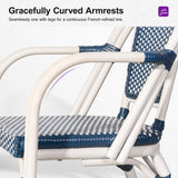 PURPLE LEAF French Bistro Patio Armchairs Set of 2, White Finish, Deep Blue