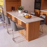 Ollega 24" Grey Counter Height Bar Stools Set of 6, Button Tufted Back