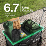 VIVOSUN Collapsible Folding Wagon, 350 lb Load-Bearing Outdoor Utility Cart with Silent Universal Wheels, Cup Holders &Side Pockets, Adjustable Handle