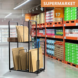 lukar Carton Cart Stand, 2-Tier Cardboard Box Stand, Metal Cardboard Box Storage Rack, Carton Stands for Boxes with Wheels and Handle, Cardboards Organizer for Home Supermarket Warehouse Commercial