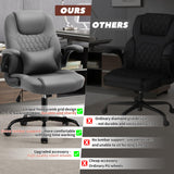 Office Chair PU,Leather Office Chair with Wheels,360° Swivel Rolling Chair with Padded Arms