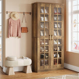 Tribesigns Tall Shoe Cabinet with Doors, 8-Tier Shoe Storage with Adjustable Shelves, Modern Shoe Organizer Shoe Rack Cabinet for Entryway, Hallway, Closet, Living Room, Rustic Brown