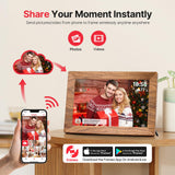 Frameo 10.1" Digital Picture Frame, Smart WiFi Digital Photo Frame with 1280x800 HD IPS Touch Screen 32GB Memory Auto-Rotate Wall Mounted, Share Photos/Videos from Phone Anywhere - Brown