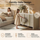 ModernMate Fluted 9 Drawer Dresser for Bedroom, 64.2" Wide White Chest of Drawers, Modern Wood Storage Cabinet with Metal Handles, Anti-Tip Clothes Organizer, Grey