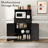 HOLTICO 54" Freestanding Kitchen Pantry Storage Cabinet with Doors and Adjustable Shelves, Microwave Oven Cabinet with Drawer for Kitchen, Bathroom or Hallway,Black