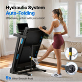 MERACH Treadmills for Home with Incline 0%-15%, 300 LBS Capacity Double Deck Foldable Treadmill with Incline, 0.5-7.5MPH Quiet 2.5HP Brushless Incline Treadmill LED Display with Smart APP