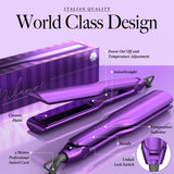 Laurenza 2-in-1 Hair Straightener & Curler, 2 Inch Plate, 8.5" Extra-Large Ceramic Iron with 20M Anions (Purple)