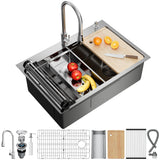 CAMMOO 33X22 Drop In Kitchen Sink, 304 Stainless Steel Workstation Sink, Pop-Up Drain, Upgraded Fast Drain & Anti-Clog, Topmount Single Bowl with Accessories, Foldable Grid for Easy Clean